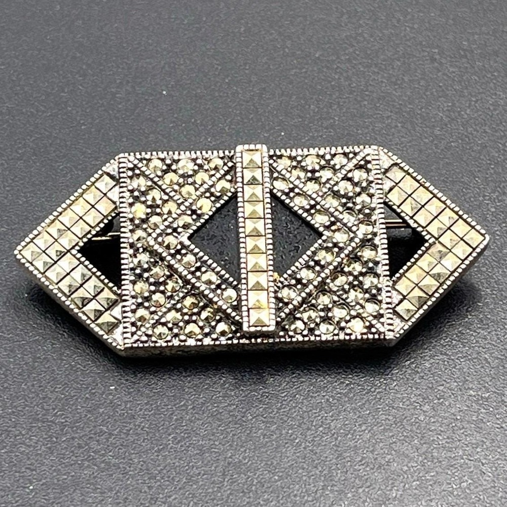 Judith Jack Sterling Silver 925 Signed Marcasite Limited Ed. Geometric Brooch